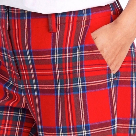 NWT Vineyard Vines Jolly Plaid Ruffle Cocktail Pant Calypso Red - Picture 6 of 8